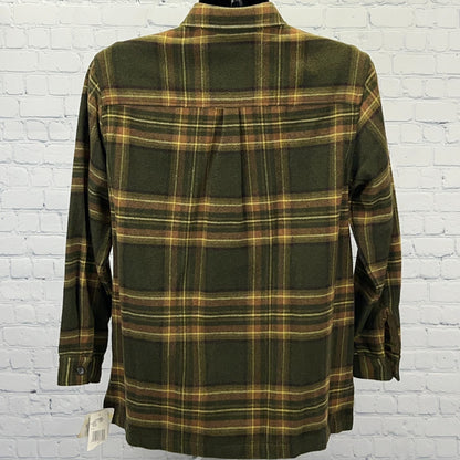 Vintage Jones New York Sport Womens Green Plaid Flannel Zip Shacket NWT M Medium