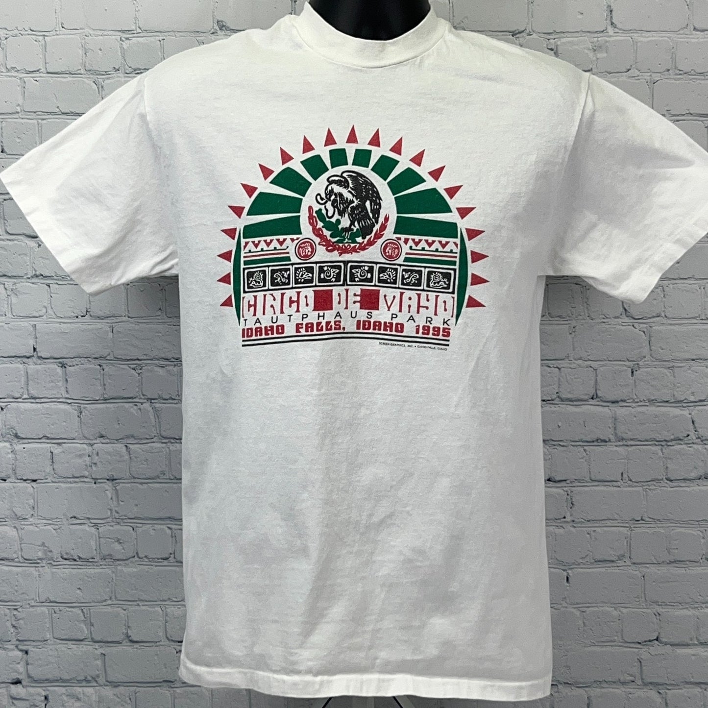Vintage 90s Cinco De Mayo Idaho Falls T Shirt 1995 Made In USA White M Medium
