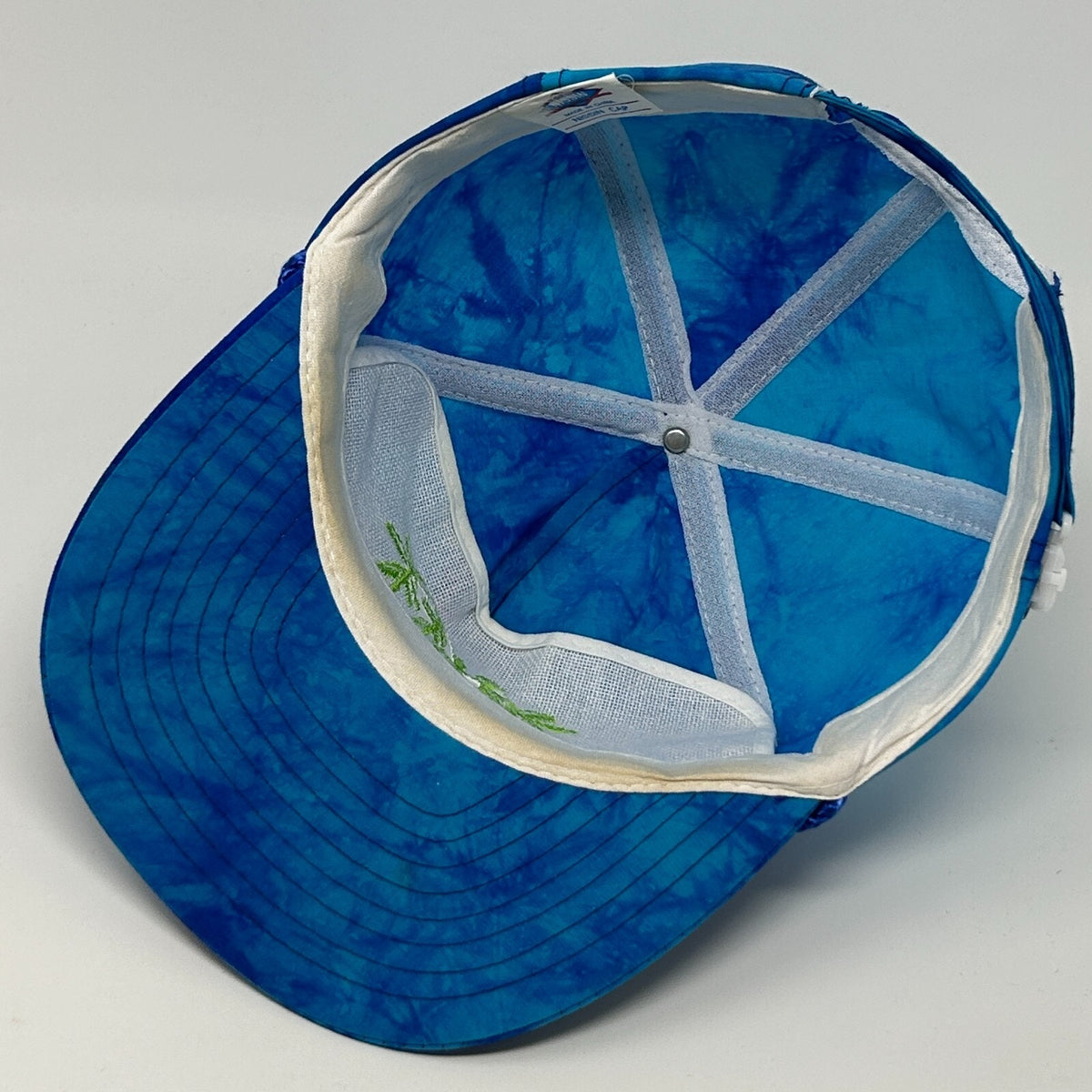 Vintage 90s Key West Florida Hat Baseball Cap Blue Tie Dye Travel Strapback Rope