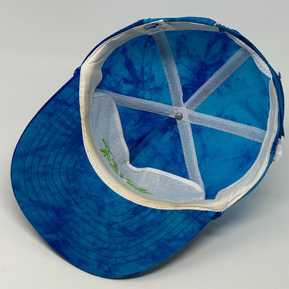 Vintage 90s Key West Florida Hat Baseball Cap Blue Tie Dye Travel Strapback Rope