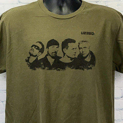 U2 360 Degrees Tour 2009 T Shirt Concert Rock Band Tee Green Unisex L Large