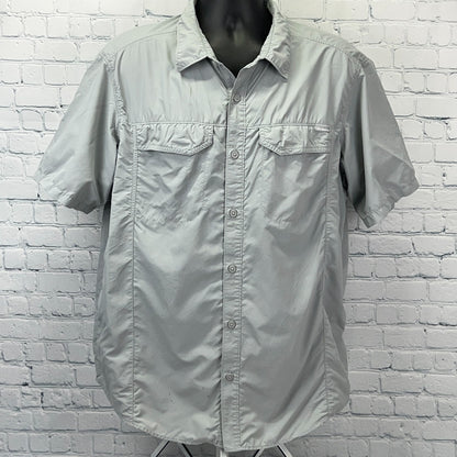 Columbia Kestrel Ridge Button Front Shirt Omni Shade Vented SS Gray XL X-Large