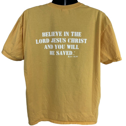 Jesus Is My Lifeguard T Shirt Mens 2XL Yellow Christ Christian Religious Swimmer