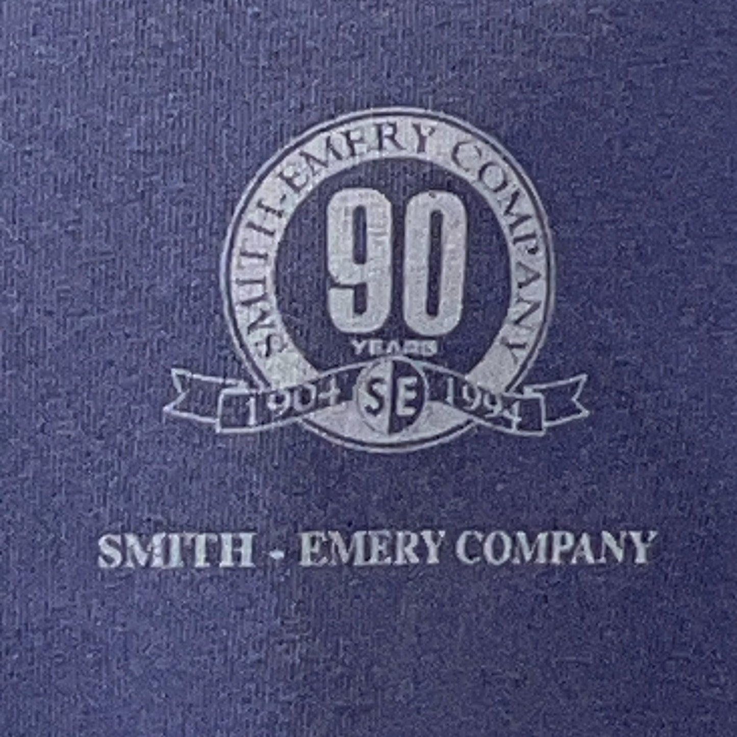 Vintage 90s Smith Emery Company 90 Years T Shirt Construction Blue XL X-Large