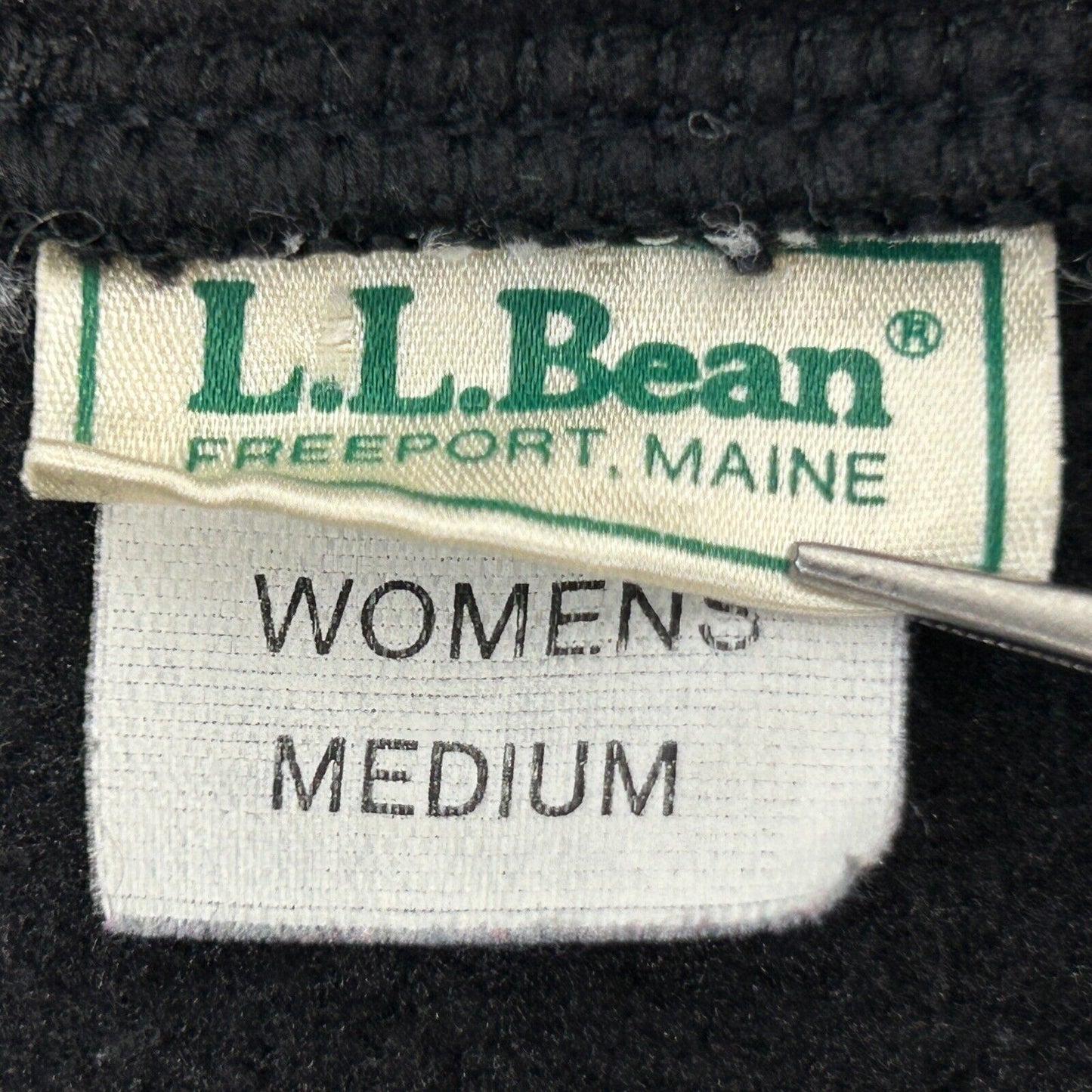 LL Bean Vintage 90s Womens Henley Fleece Jacket Medium Made In USA Black