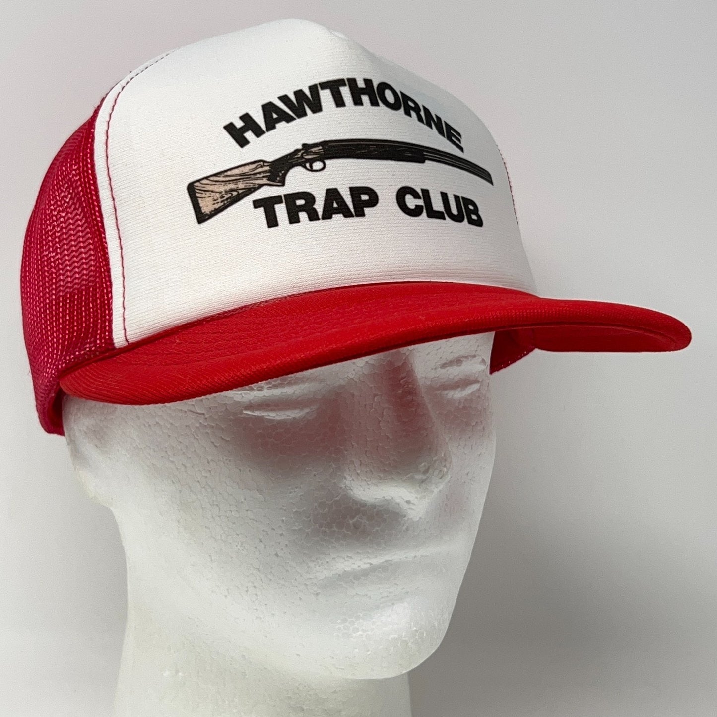 Vintage 80s Hawthorne Trap Club Trucker Hat Baseball Cap Shooting Snapback Red