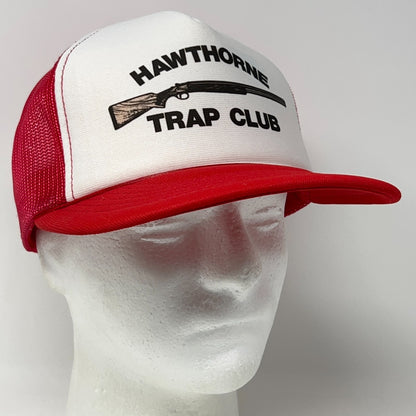 Vintage 80s Hawthorne Trap Club Trucker Hat Baseball Cap Shooting Snapback Red
