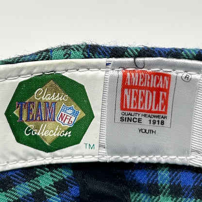 Vintage 90s Chicago Bears Youth Hat Cap Blue Plaid Snapback NFL Football 6 Panel