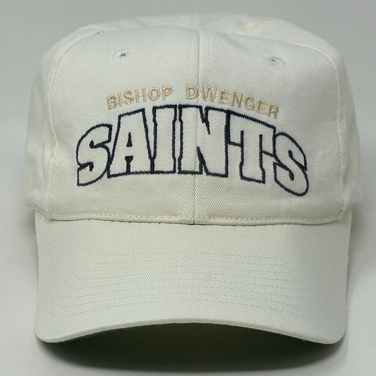 Vintage Bishop Dwenger High School Saints Hat Cap Youth White Snapback The Game - Neon Vintage