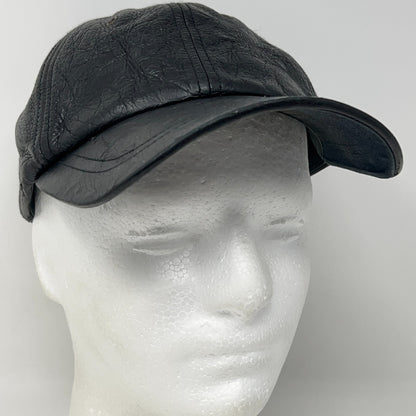Vintage 90s Wilsons Leather Hat Baseball Cap 6 Panel Strapback Black