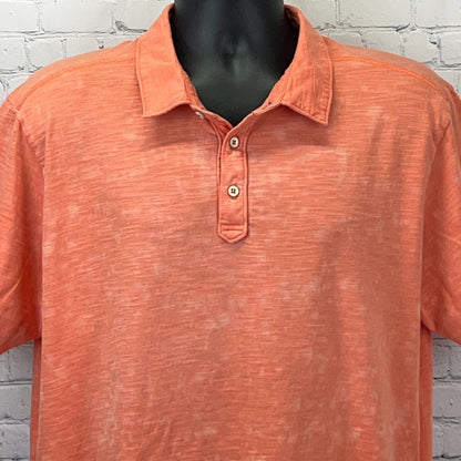 Tommy Bahama Orange Pima Cotton Polo Shirt XL X-Large Short Sleeve Bleach Dye