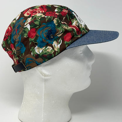 Cali Camp Hat Baseball Cap California Floral Lightweight 5 Panel Strapback Blue