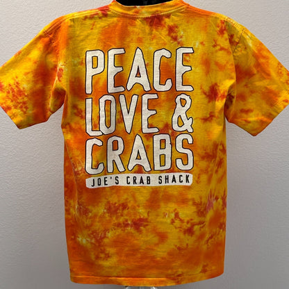 Vintage Joes Crab Shack T Shirt Mens L Large Orange 90s Peace Love and Crabs USA