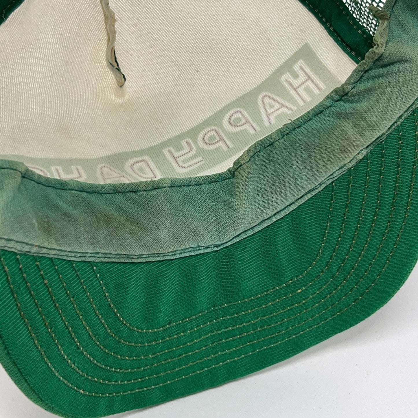Vintage 80s Happy Days Smokeless Tobacco Trucker Hat Baseball Cap Snapback Green