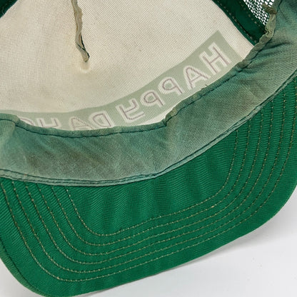 Vintage 80s Happy Days Smokeless Tobacco Trucker Hat Baseball Cap Snapback Green