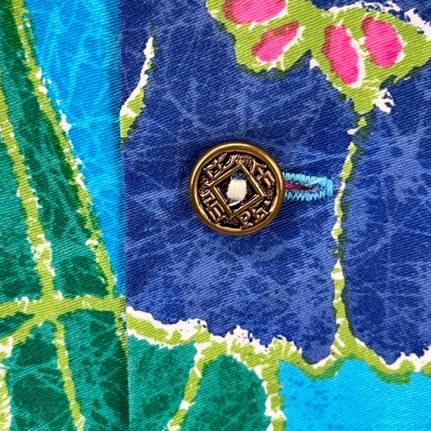 Vintage 60s Sun Fashions Casual Ceire Hawaiian Button Front Shirt Blue M Medium