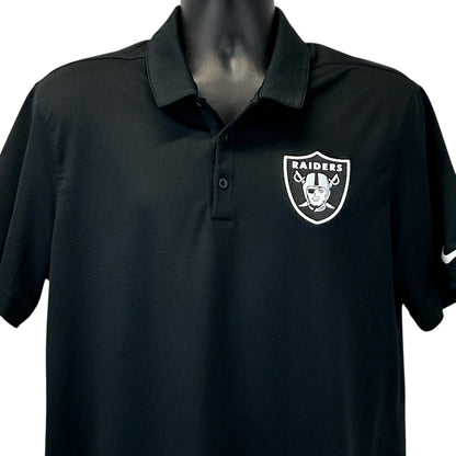 Las Vegas Raiders Polo Shirt Black NFL Short Sleeve Nike Dri Fit Mens L Large