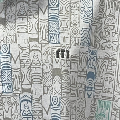 Travis Mathew Tiki Polo Shirt Mens XXL 2XL White Golfer Hawaiian Short Sleeve