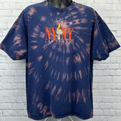 Vintage 90s New York NY Casino Las Vegas T Shirt Hotel Gambling USA Blue 2XL XXL