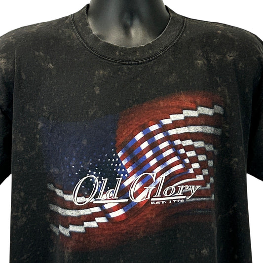 Vintage Old Glory 1776 T Shirt Mens XL X-Large Black 90s American Flag Patriotic
