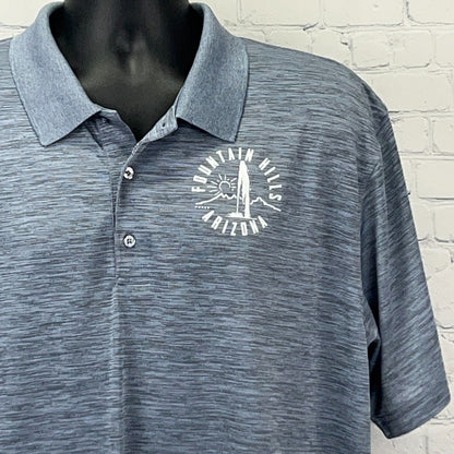 Fountain Hills AZ Arizona Performance Golf Polo Shirt Mens 2XL XXL Blue Heather