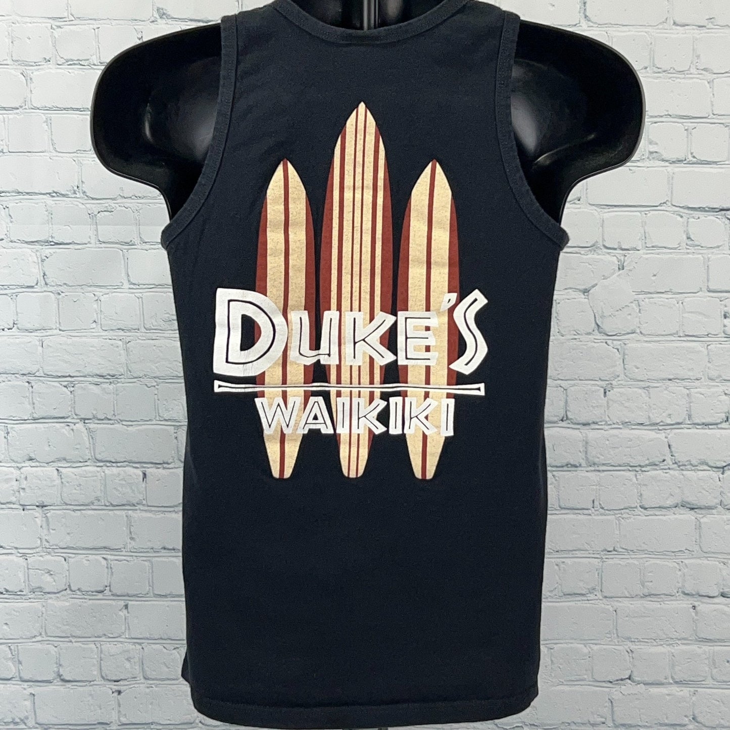 Vintage Y2Ks Dukes Waikiki Hawaii Tank Top Shirt Surfer Surfing Black S Small