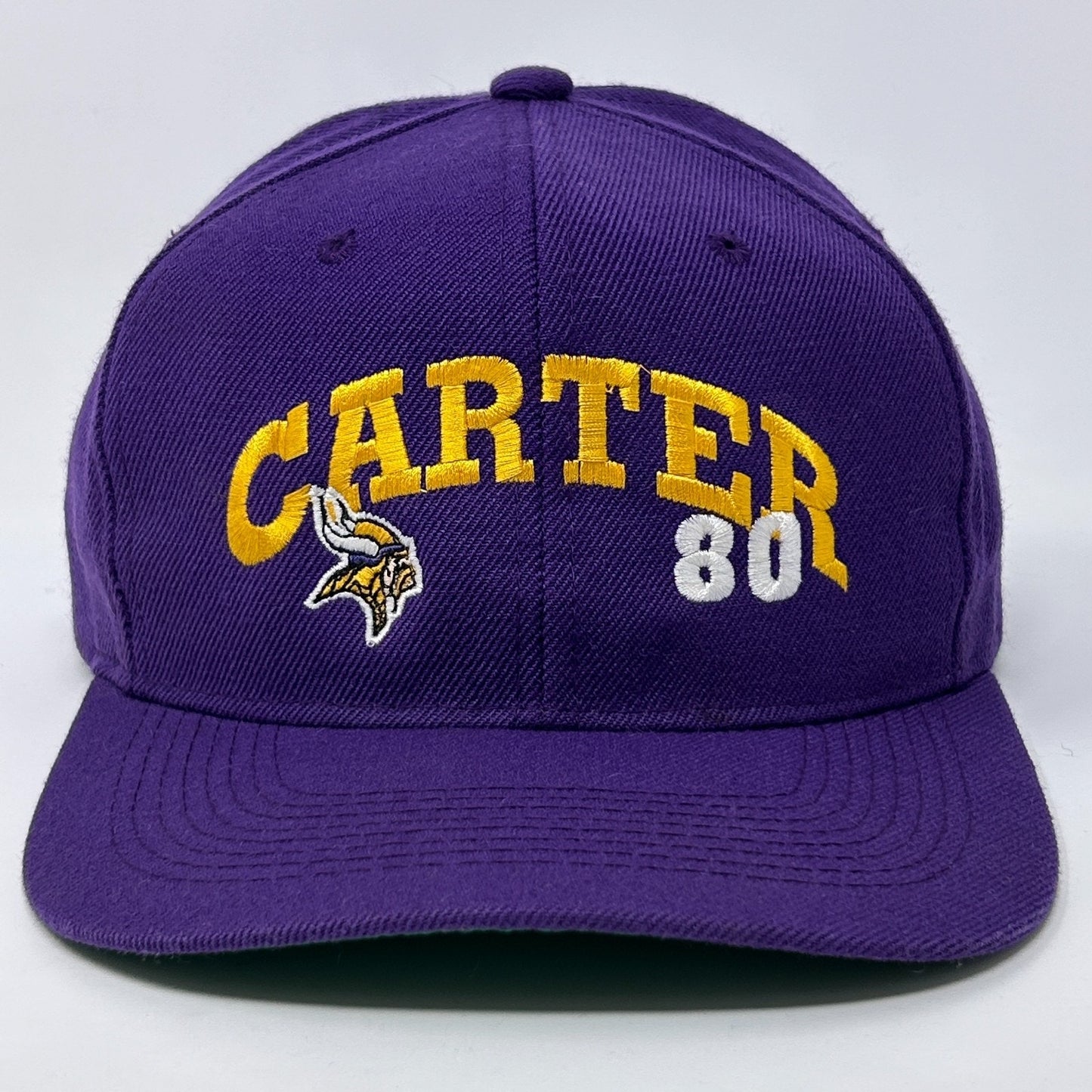 Vintage 90s Minnesota Vikings Cris Carter Hat Baseball Cap Purple NFL Snapback