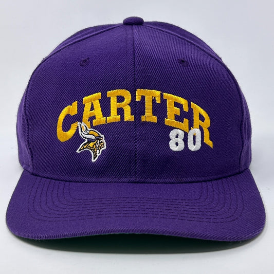 Vintage 90s Minnesota Vikings Cris Carter Hat Baseball Cap Purple NFL Snapback