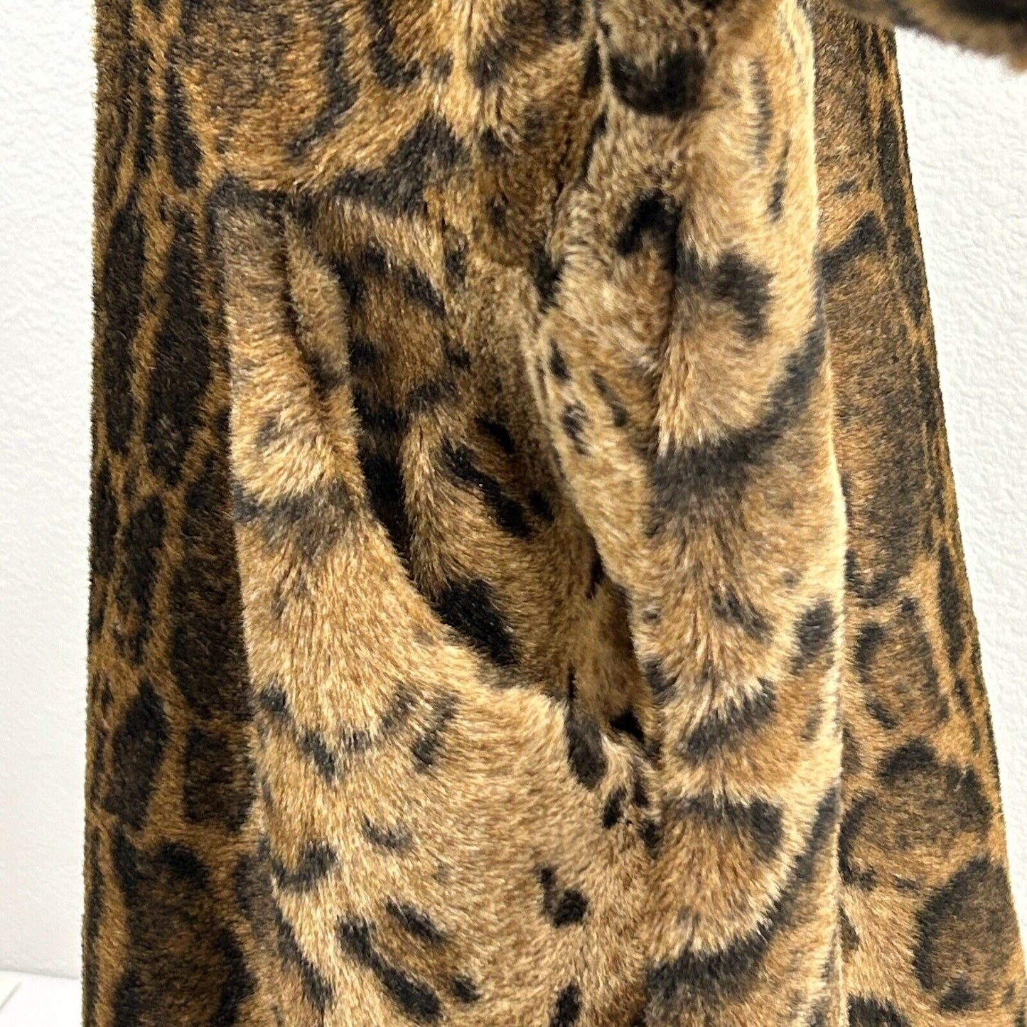 Abrigo de piel sintética con estampado animal de Diane Pernet vintage para mujer, chaqueta mediana de los años 80, marrón