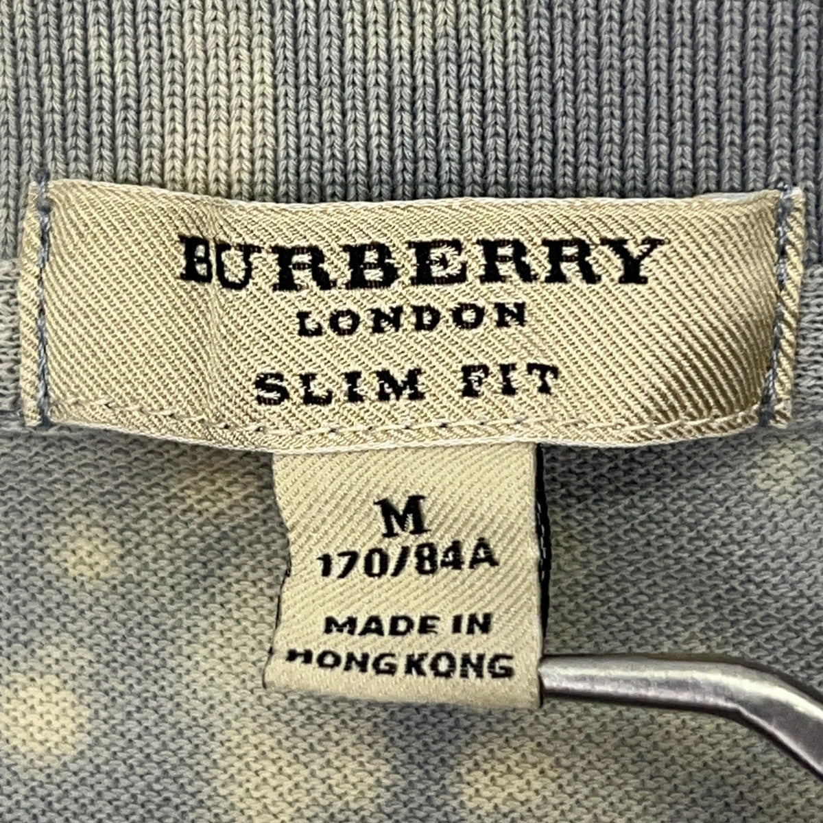 Vintage Burberry London Mens M Medium Slim Fit Polo Shirt Gray Speckled Cotton