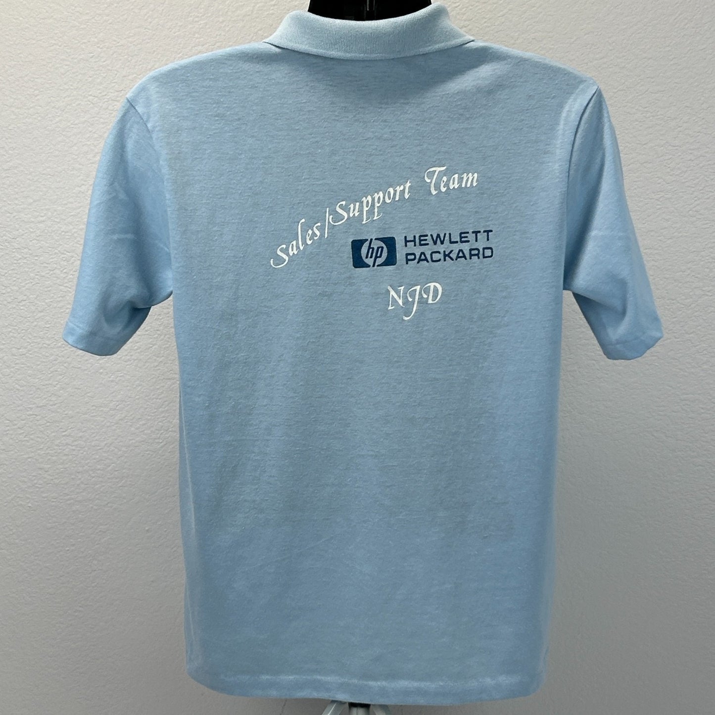 Vintage 80s Hewlett Packard Sales Support Team Polo Shirt Computers Blue L Large