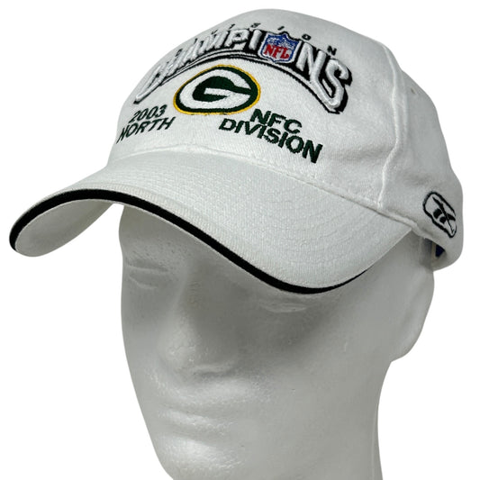Vintage Green Bay Packers Hat Cap White 2003 Division Champions Reebok Strapback