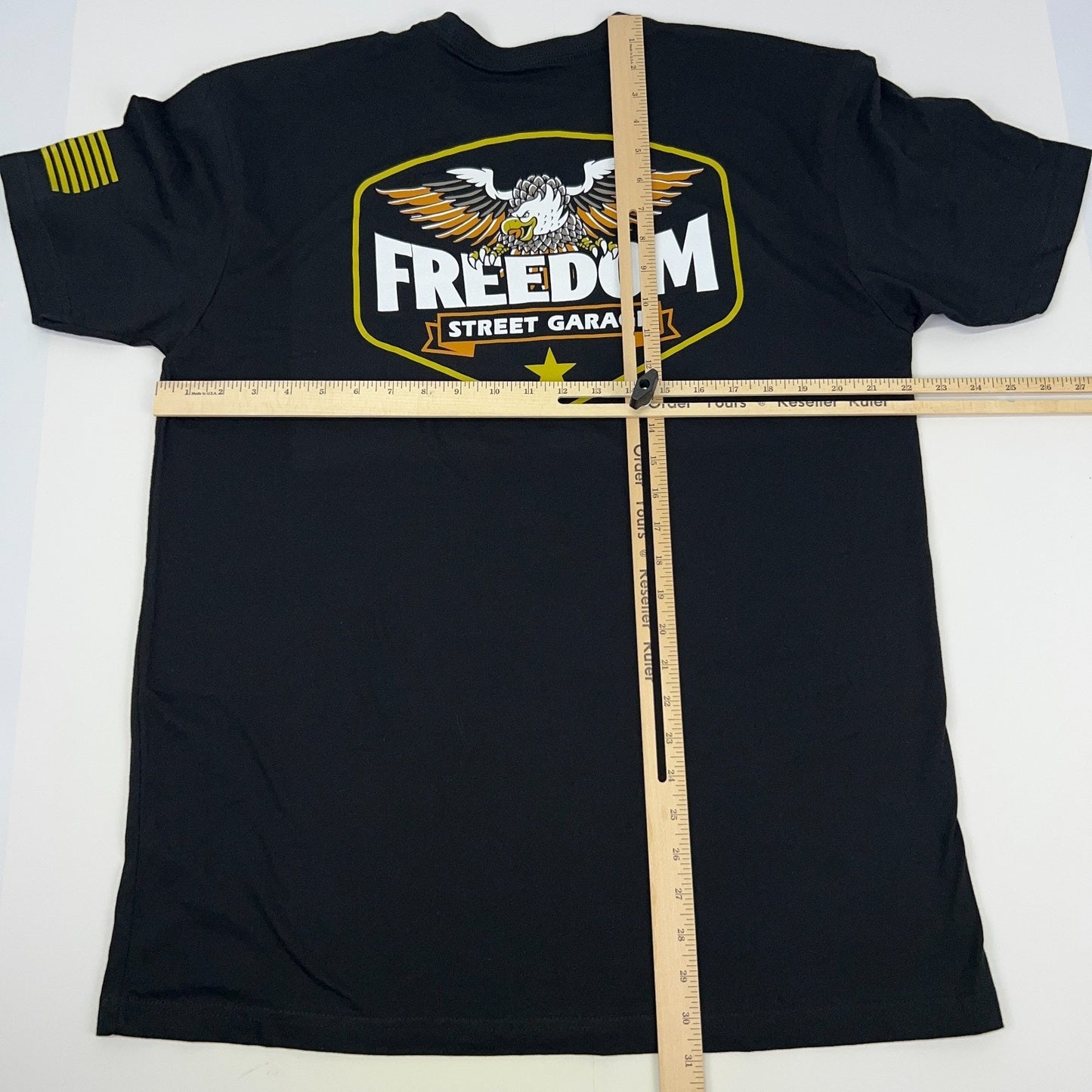Freedom Street Garage T Shirt L Large Black Patriotic Cars FSG Short Sleeve Tee