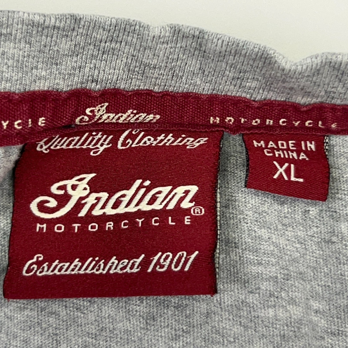 Indian Motorcycle 1910 Script Logo T Shirt XL X-Large Gray Biker Graphic Tee