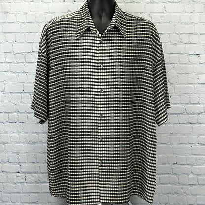 Vintage 70s Monzini Collection Button Front Shirt Beige Disco USA XL X-Large - Neon Vintage