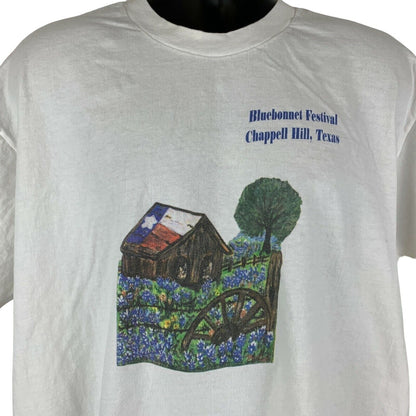 Bluebonnet Festival Vintage 90s T Shirt X-Large Chappell Hill Texas Mens White