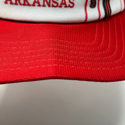 Vintage 80s Arkansas Razorbacks Trucker Hat Baseball Cap Red Hogs Mesh Snapback