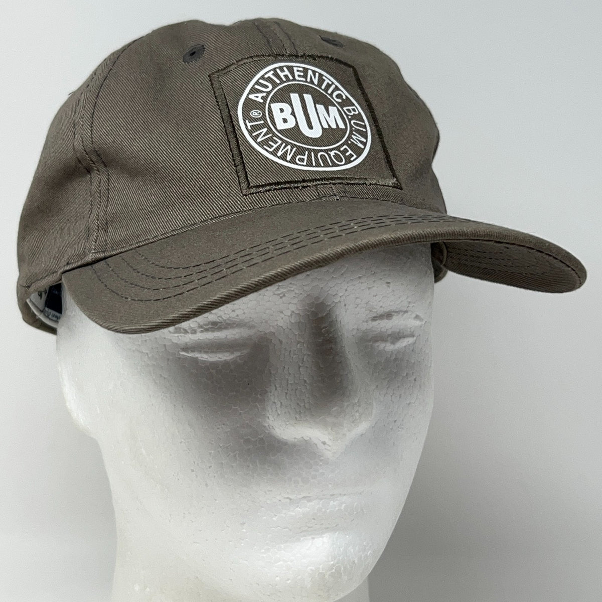 Vintage 90s B.U.M. Equipment Dad Hat Baseball Cap BUM Leather Strapback Gray