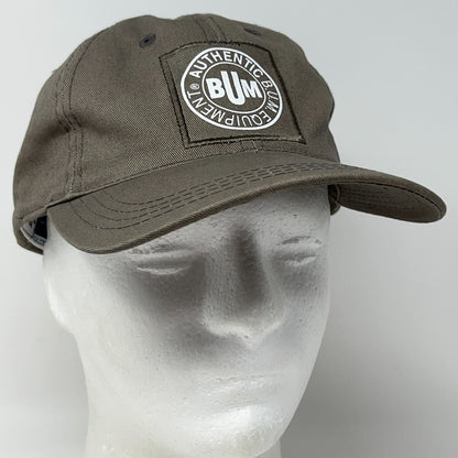 Vintage 90s B.U.M. Equipment Dad Hat Baseball Cap BUM Leather Strapback Gray
