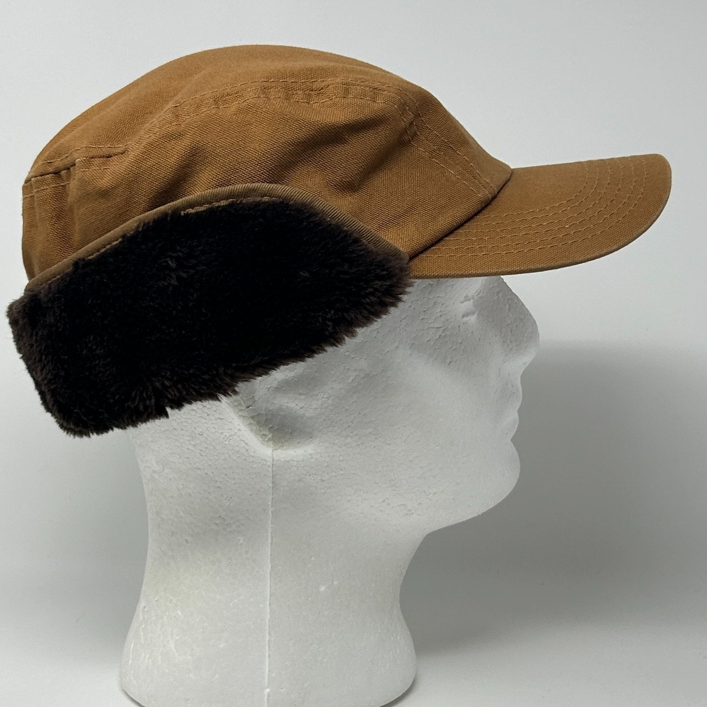 Broner Canvas Trapper Hat Baseball Cap Hunter Hunting Ear Flap Brown L Large - Neon Vintage