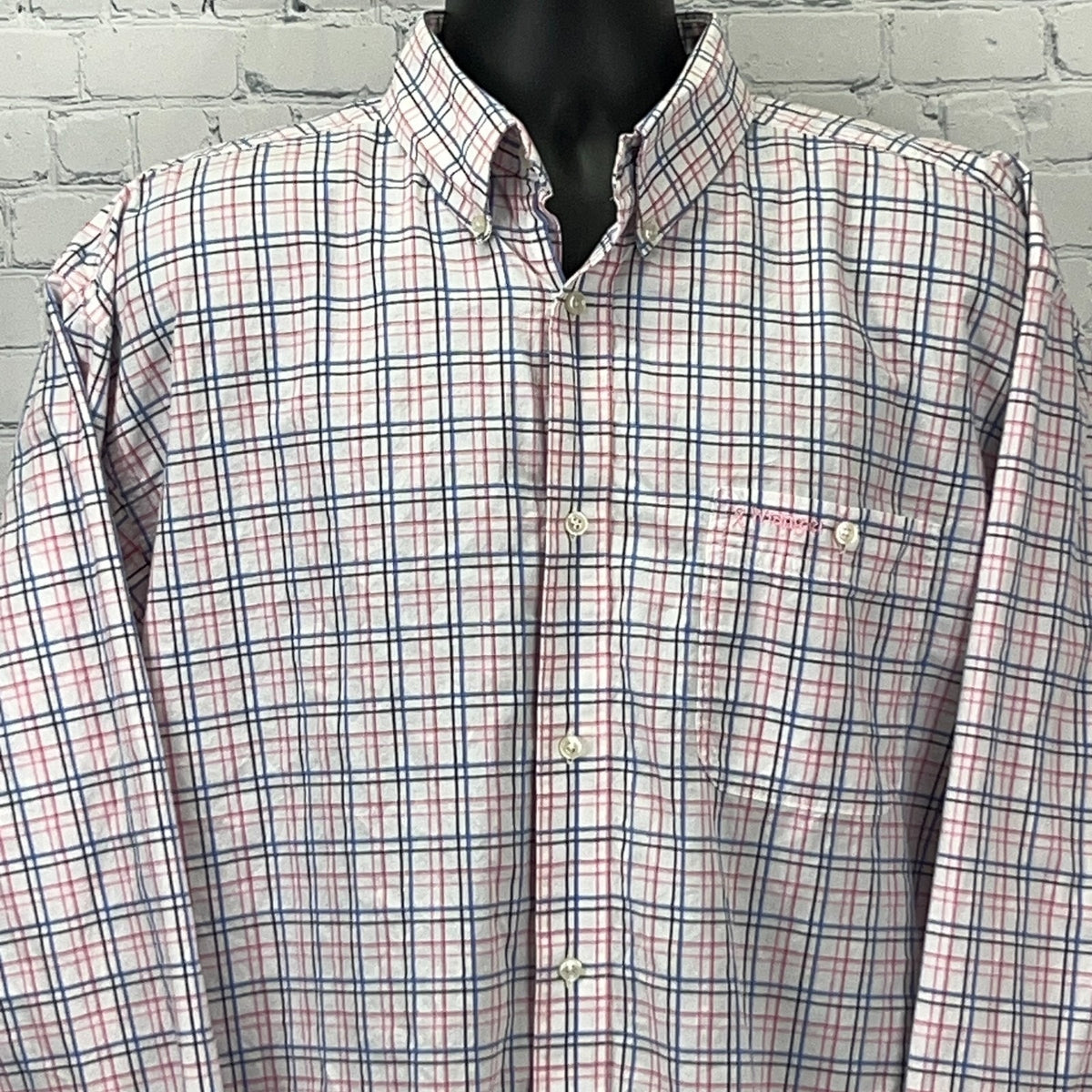 Wrangler Breast Cancer Awareness Pink Ribbon Plaid Shirt XL X-Large Button Down