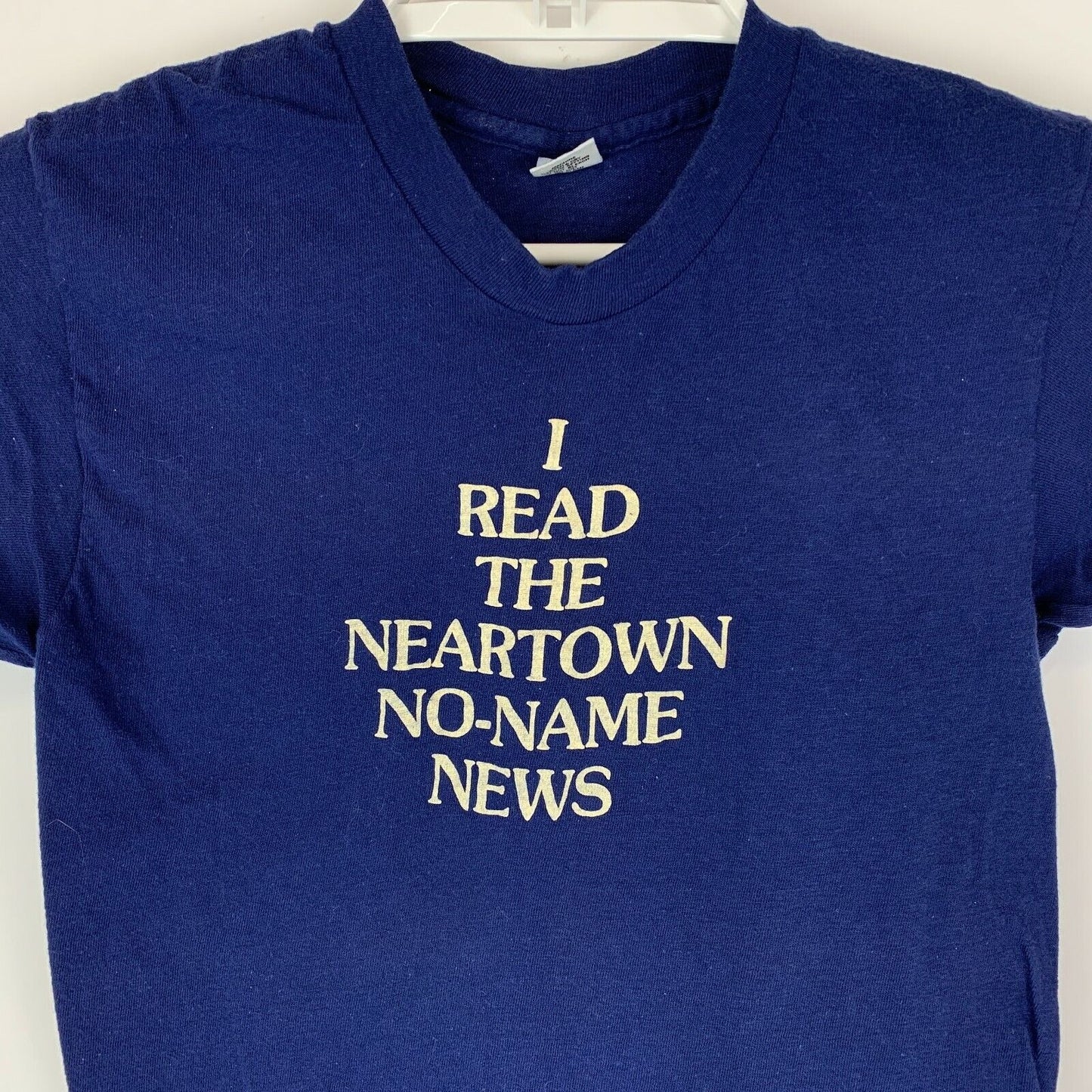 Vintage Neartown No Name News T Shirt X-Small 70s Montrose Newspaper Mens Blue