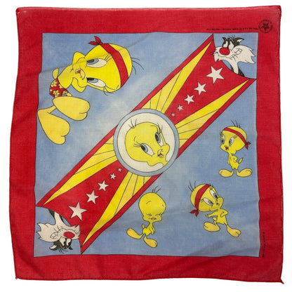 Vintage Tweety Bird Looney Tunes Bandana Handkerchief 80s Warner Bros USA Made