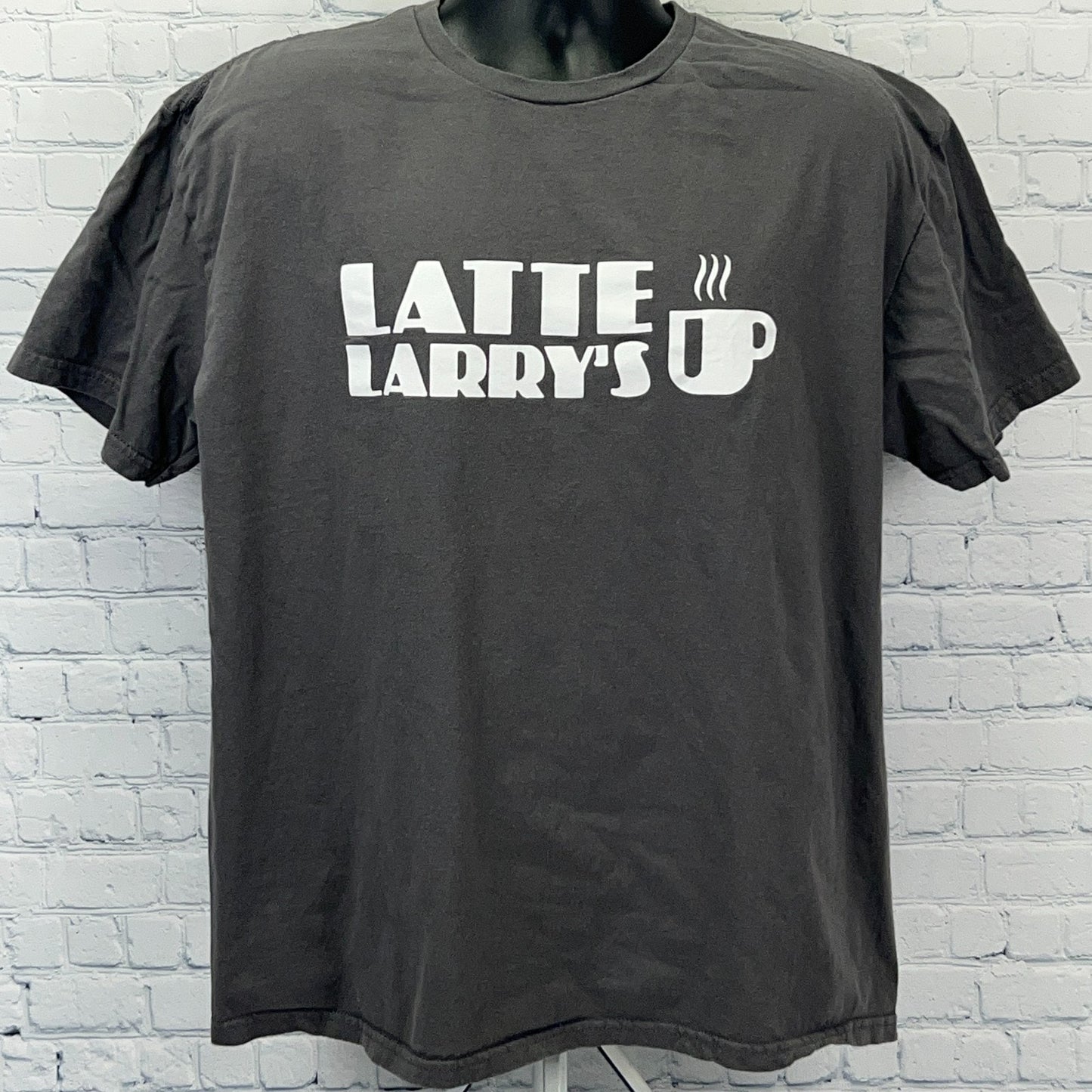 Latte Larrys Coffee Shop T Shirt Curb Your Enthusiasm Logo Gray Tee XL X-Large