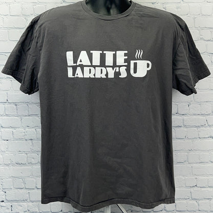 Latte Larrys Coffee Shop T Shirt Curb Your Enthusiasm Logo Gray Tee XL X-Large