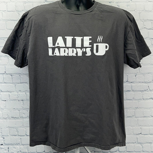 Latte Larrys Coffee Shop T Shirt Curb Your Enthusiasm Logo Gray Tee XL X-Large