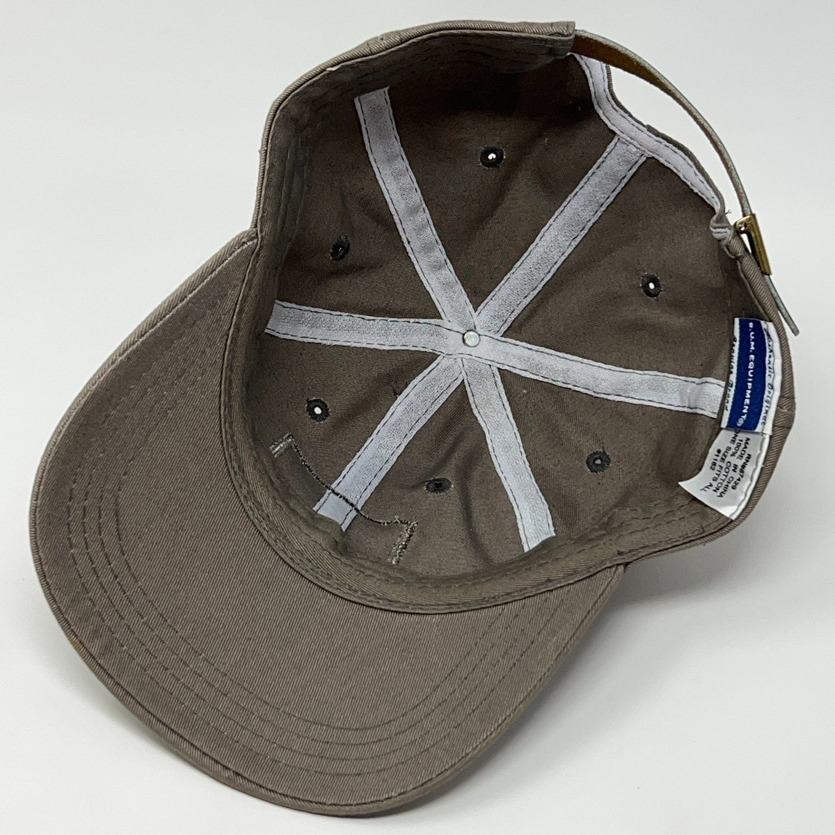 Vintage 90s B.U.M. Equipment Dad Hat Baseball Cap BUM Leather Strapback Gray
