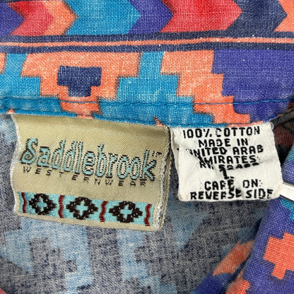 Vintage 90s Saddlebrook Western Wear Button Front Shirt Cowboy Orange M Medium