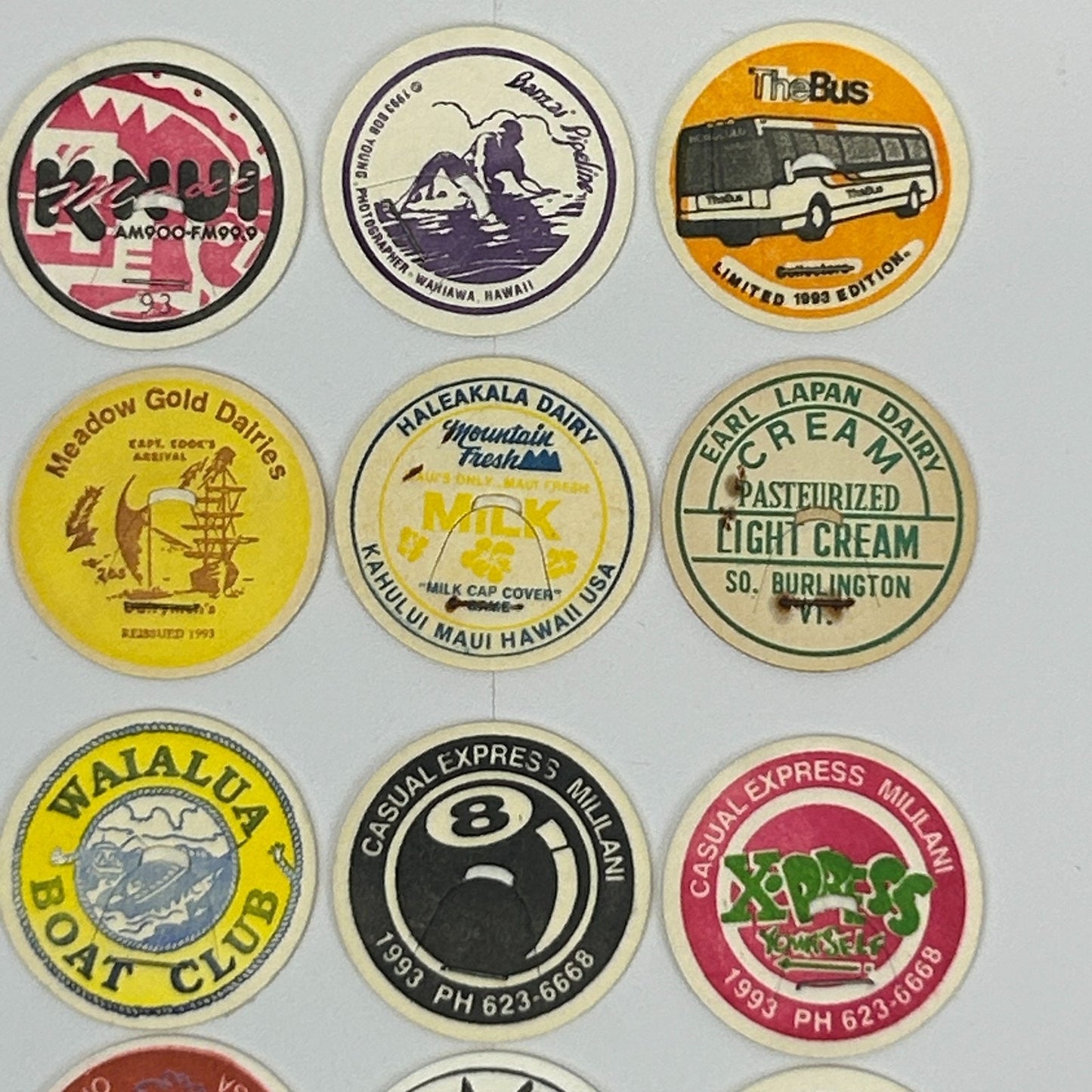 Lot of 24 Hawaii Milk Caps Pogs Vintage 90s Hawaiian Advertising Game 1993