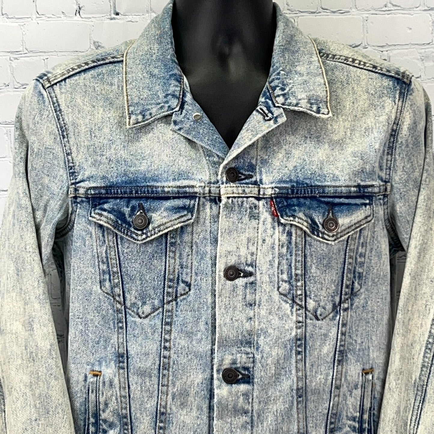 Levis Acid Wash Denim Jean Trucker Jacket S Small Cloud Blue Type III 72334-0225
